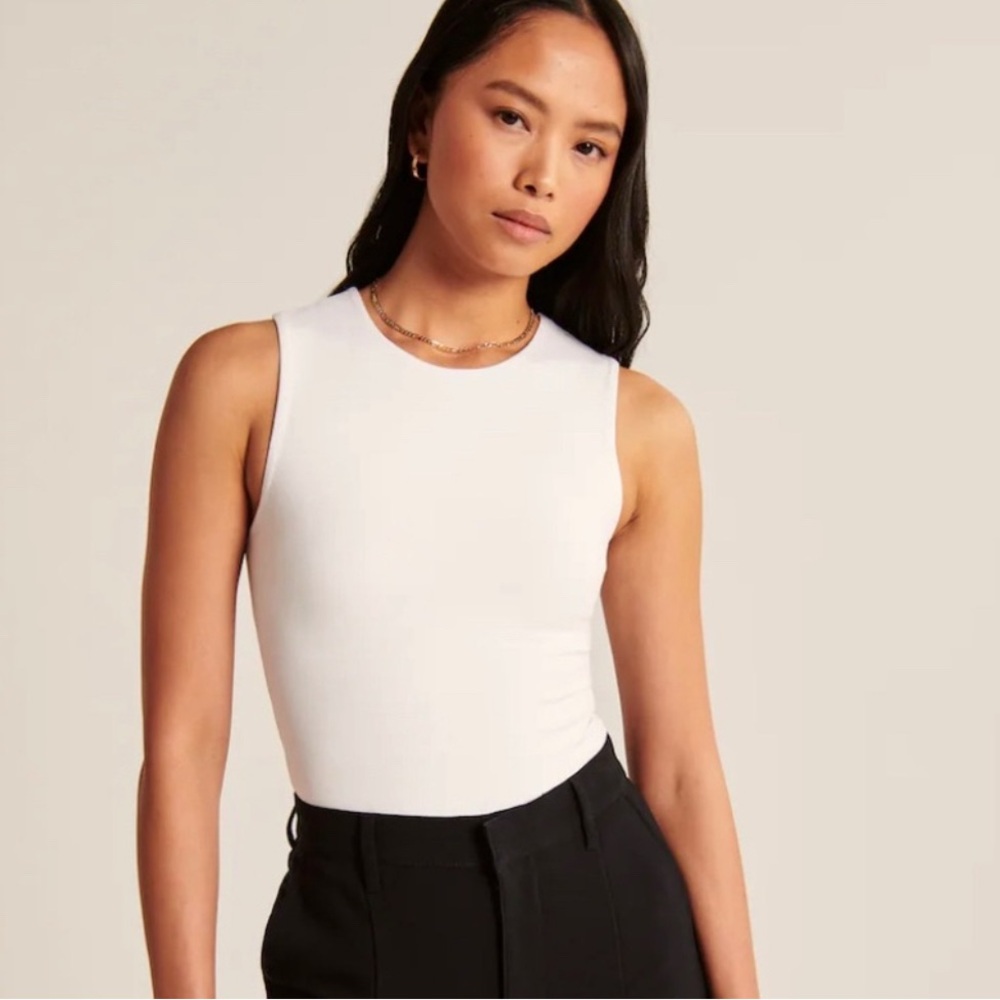 Abercrombie Cotton Seamless Fabric Crew Tank Bodysuit